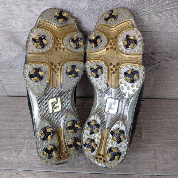 FootJoy DryJoy Tour Golf Shoes Men 9.5 Black Leather Waterproof Soft Spike 53676 - Picture 8 of 12